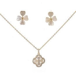 Four Leaf Clover Necklace & Ear Ring Set