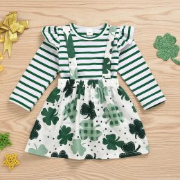 Long Sleeve Kids Clover Print Skirt