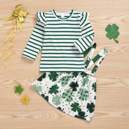 Long Sleeve Kids Clover Print Skirt