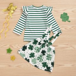 Long Sleeve Kids Clover Print Skirt