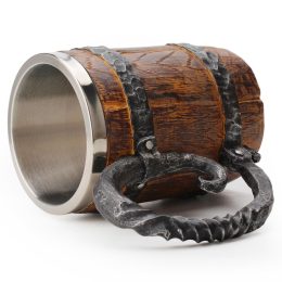 Stainless Steel Wooden Barrel Beer Mug
