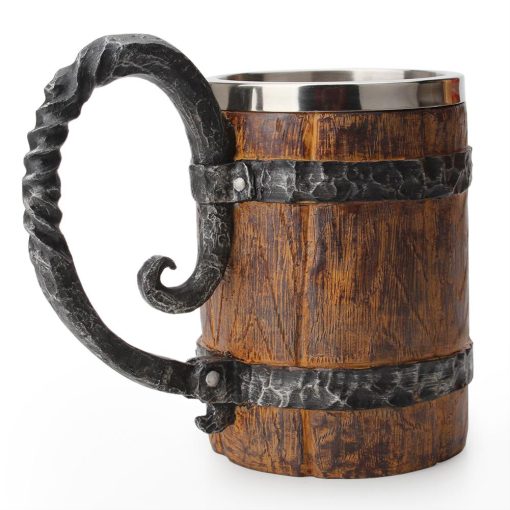 Stainless Steel Wooden Barrel Beer Mug