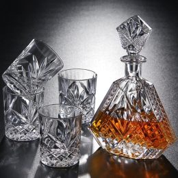 Crafted Glass Whiskey Decanter Set with 20/21 Old Fashioned Glasses