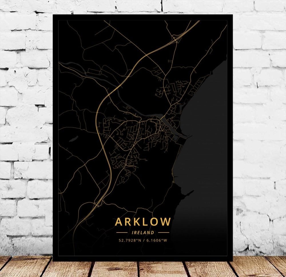 Louth Arklow Ireland Map Art Print