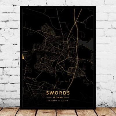 Louth Arklow Ireland Map Art Print