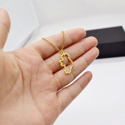 Irish Map Necklace with Heart Cutout – Gold & Silver Plated