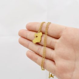 Irish Map Necklace with Heart Cutout – Gold & Silver Plated