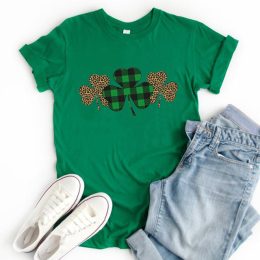 Trendy Irish Shamrock Tee Plaid T-shirt