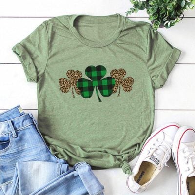 Trendy Irish Shamrock Tee Plaid T-shirt Trendy Irish Shamrock Tee Plaid T-shirt