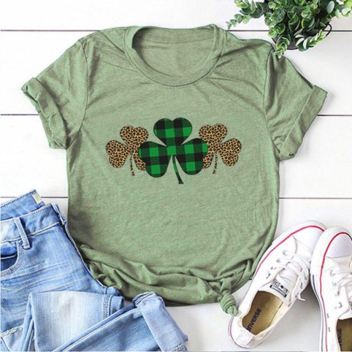 Trendy Irish Shamrock Tee Plaid T-shirt - Image 4