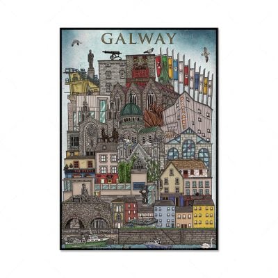 Alternative view of Dublin, Belfast, Cork and Galway Poster