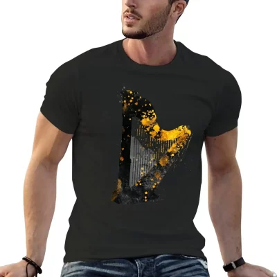 Gold Accented Irish Harp Art T-Shirt