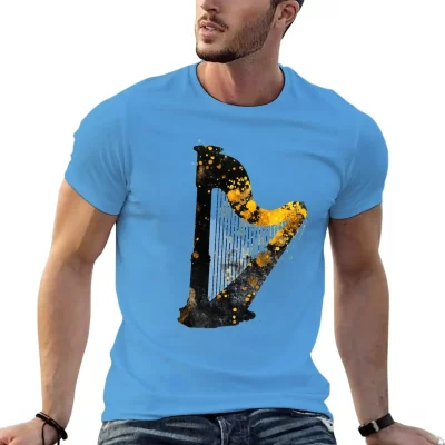 Gold Accented Irish Harp Art T-Shirt