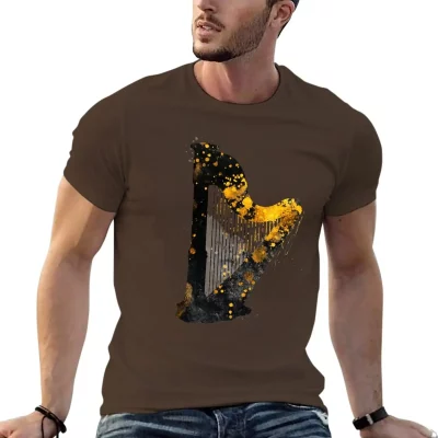 Gold Accented Irish Harp Art T-Shirt