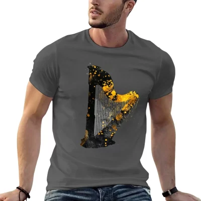 Gold Accented Irish Harp Art T-Shirt