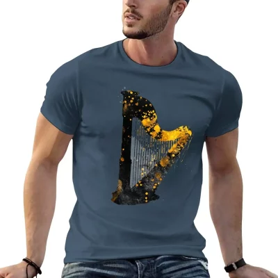 Gold Accented Irish Harp Art T-Shirt