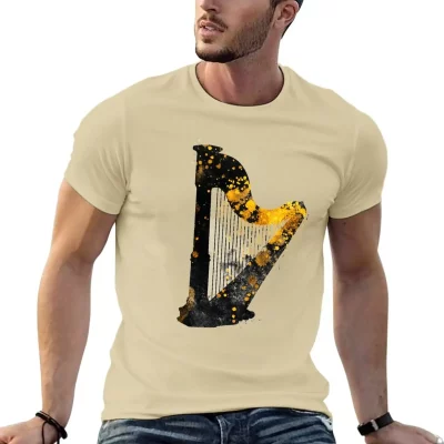 Gold Accented Irish Harp Art T-Shirt