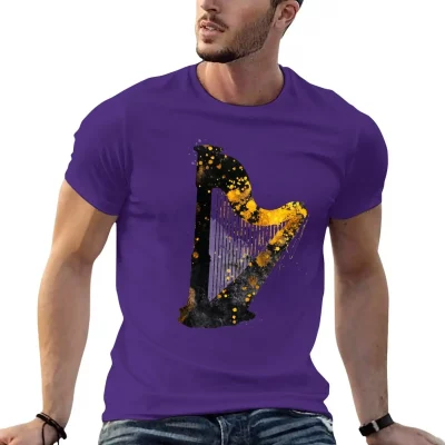 Gold Accented Irish Harp Art T-Shirt