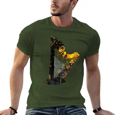 Gold Accented Irish Harp Art T-Shirt