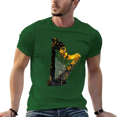 Gold Accented Irish Harp Art T-Shirt