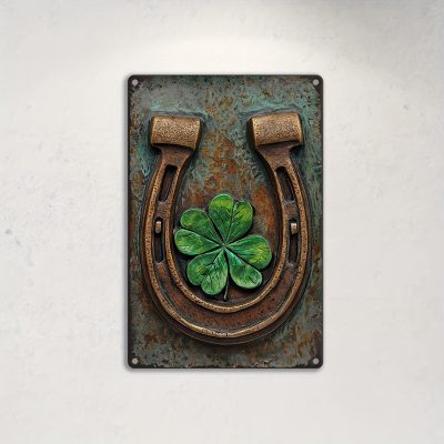 Alternative view of Vintage Irish Harp Clover Wall Décor – Rustic