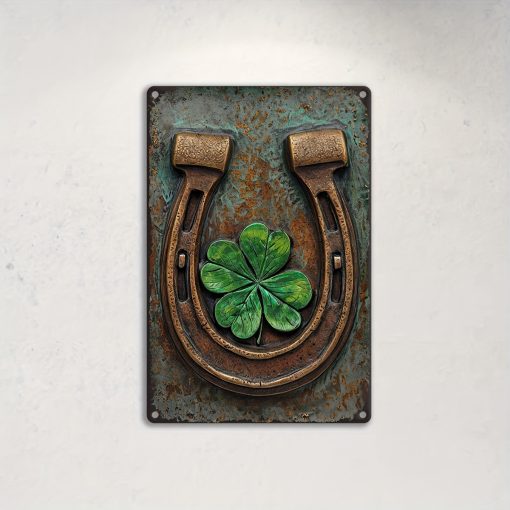 Vintage Irish Harp Clover Wall Décor – Rustic - Image 2