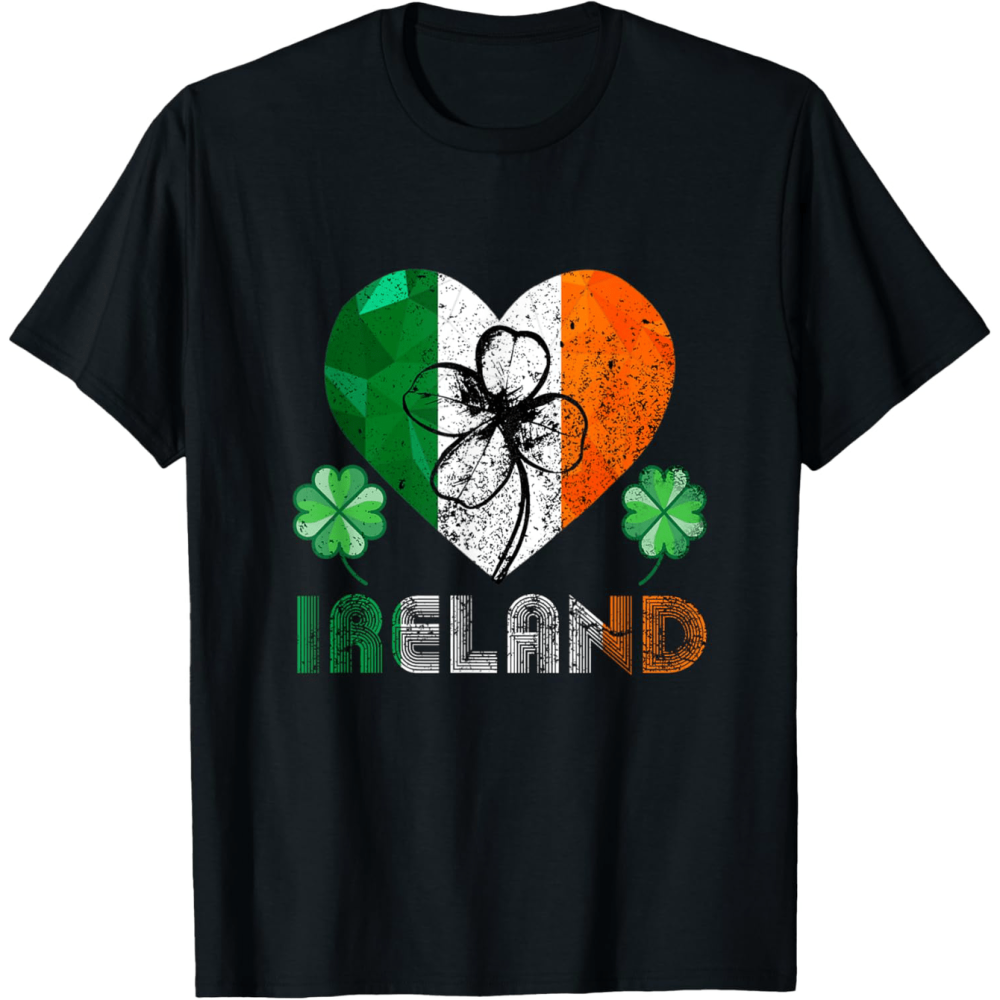 Ireland Heart Flag T-Shirt – Irish Shamrock Love Tee