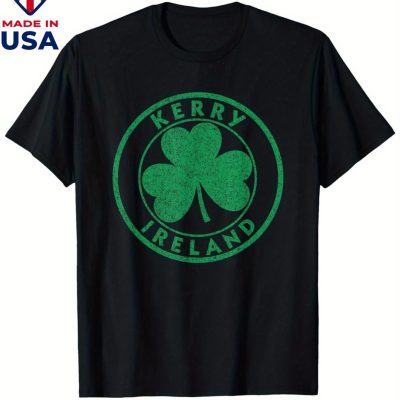 Vintage Kerry Ireland T-Shirt with Green Shamrock Print