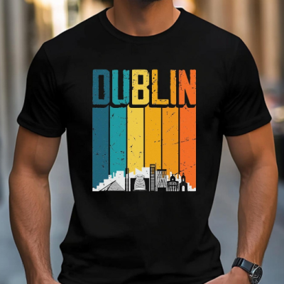 Dublin Ireland Retro Skyline T-shirt