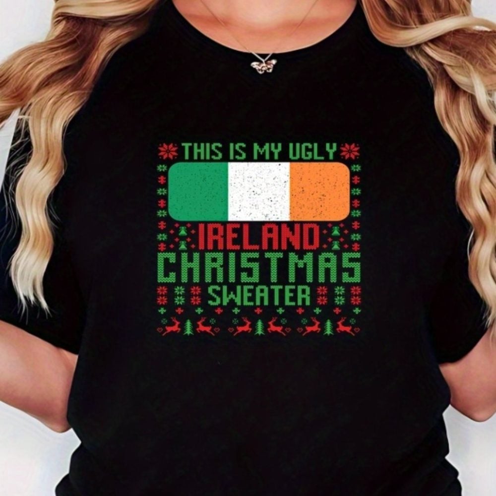Ugly Irish Xmas T-Shirt – Ireland Flag Christmas Humor Tee