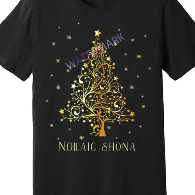Nollaig Shona Irish T-Shirt – Golden Christmas Tree Tee