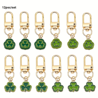 12pcs Irish St. Patrick’s Day Green Four-Leaf Clover Keychain