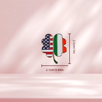 6pcs Irish American Double Flag Shamrock Pin