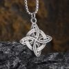 Retro Irish Celtic Knot Pendant Silver Necklace