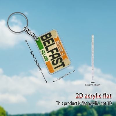2D Acrylic Belfast Northern Ireland Keychain