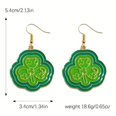 Style -3, Enamel Shamrock Drop Earrings for Women