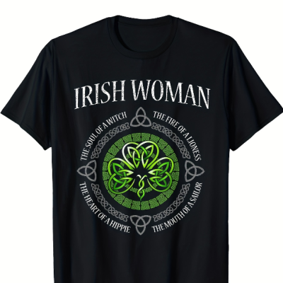 Men's Black Irish Witch Soul Shamrock T-Shirt