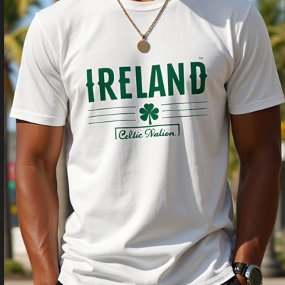 Mens Casual Ireland Shamrock Graphic T-Shirt
