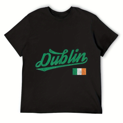 Men's Dublin Script Graphic T-Shirt with Irish Flag