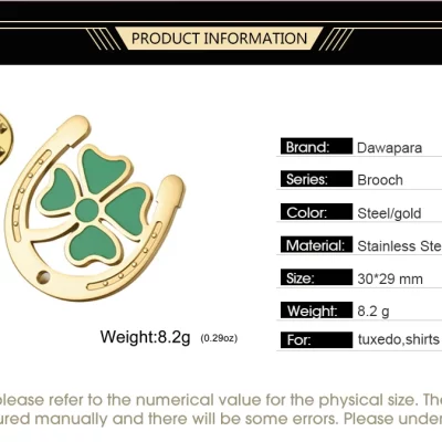 Show your Irish pride with the Dawapara Irish Good Luck Horseshoe & Green Clover Brooch Pin. Featuring classic Irish symbols like the lucky horseshoe, shamrock, and Celtic Trinity Knot, this elegant pin is a timeless accessory that carries deep cultural meaning. Perfect for celebrating St. Patrick’s Day, gifting to someone special, or adding a touch of Celtic charm to your outfit, it’s a versatile piece of Irish jewelry that stands out. Crafted from durable stainless steel with a polished finish, this brooch pin offers both beauty and long-lasting quality. Its lightweight design makes it easy to wear on jackets, scarves, hats, or bags, ensuring you can showcase your heritage in style. Whether you’re honoring Irish tradition or simply embracing the spirit of good fortune, this brooch pin from hubirish.com is the perfect way to celebrate your connection to Ireland.