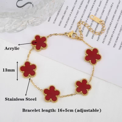 Light Luxury Stainless Steel Five-Leaf Flower Bracelet