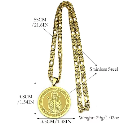 Saint Patrick Medal Pendant Necklace