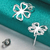 URMYLADY 925 Sterling Silver Four Leaf Clover Stud Earrings