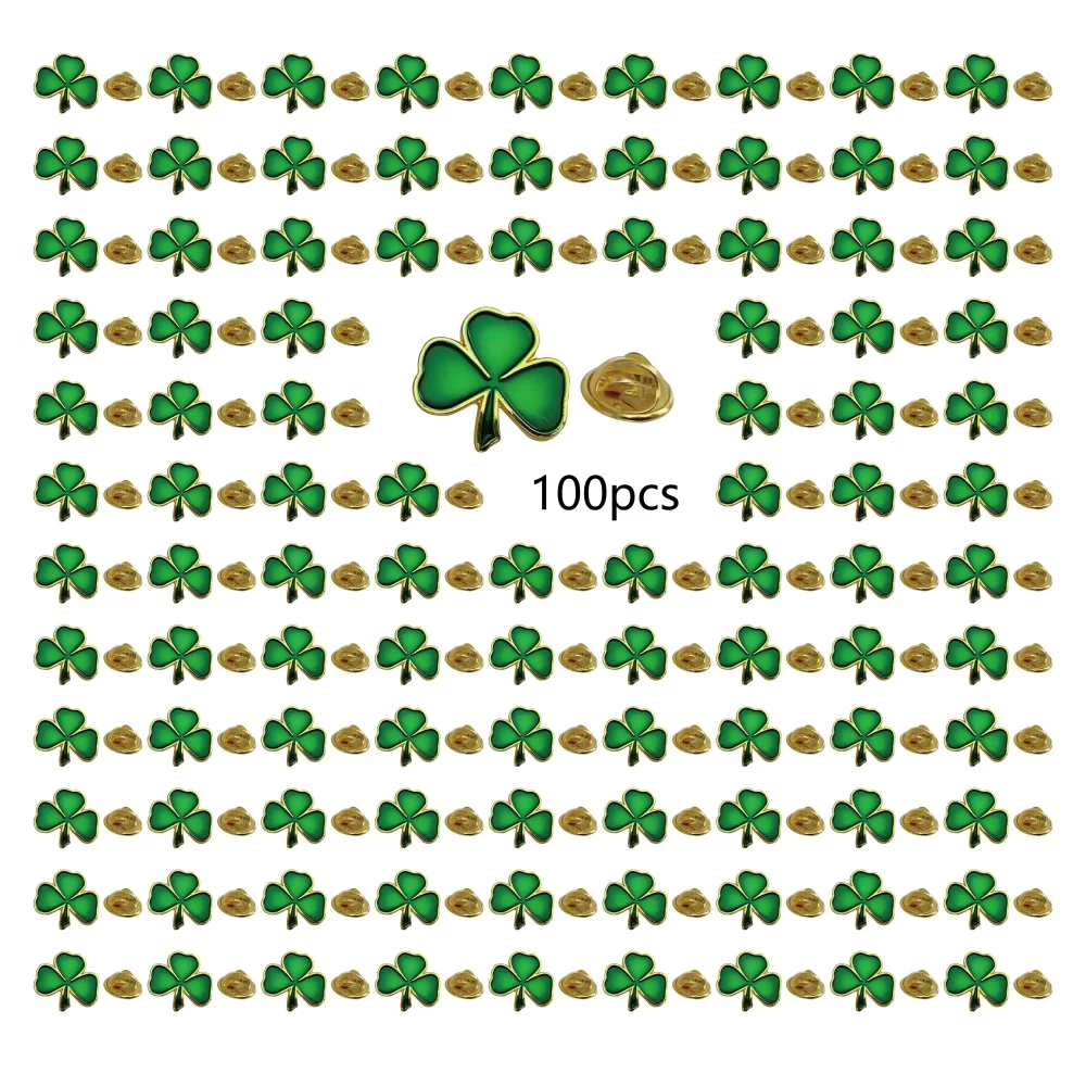 100pcs - St. Patrick's Day Shamrock Pin