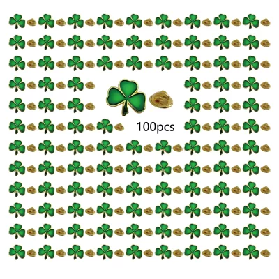 100pcs - St. Patrick's Day Shamrock Pin