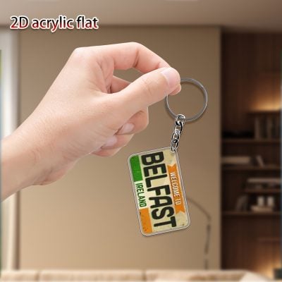 2D Acrylic Belfast Northern Ireland Keychain