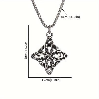 Retro Irish Celtic Knot Pendant Silver Necklace