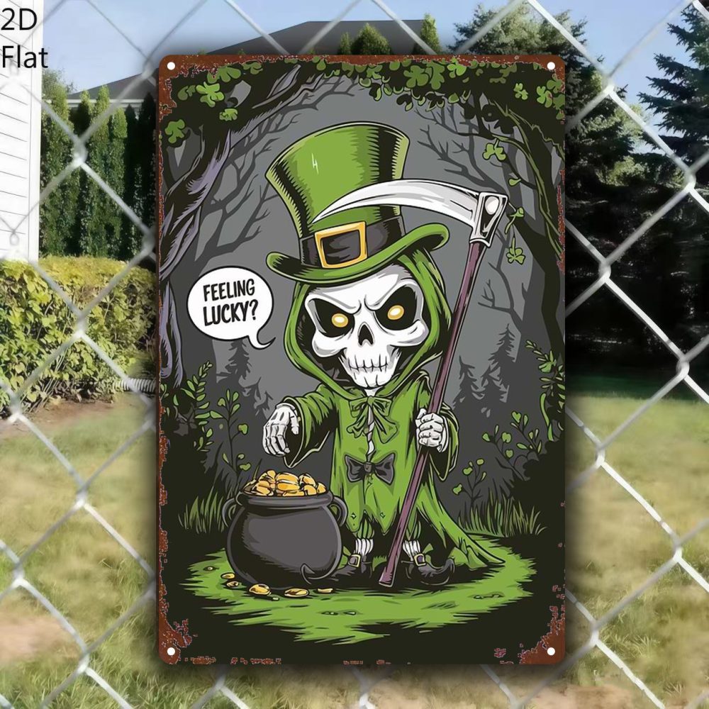 2D Flat Gothic Irish Reaper Metal Wall Decor