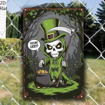 2D Flat Gothic Irish Reaper Metal Wall Decor