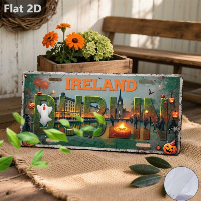 2D Flat, Vintage Tin Sign - Dublin Haunted House Design